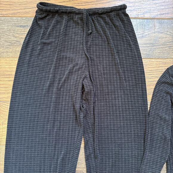 Vintage Chico’s Private Edition Black Textured Lounge Set Size 1 USA Button Top - Picture 3 of 10